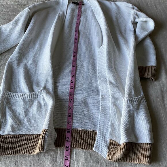Forever 21 women Open front knit cardigan sweater Color Block Ivory sz Small - Picture 6 of 8